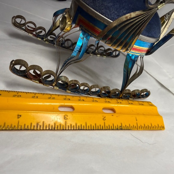 Vintage 1970 Recycled MINI Tin Can Art Blue Velvet Pin Cushion Rocking Chair - Picture 8 of 14